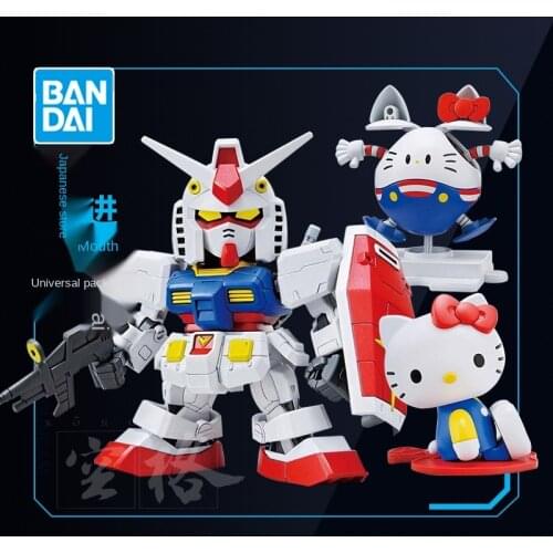 Bandai Gundam Assembled Model Q Version SDEX SD RX-78-2 Hello Kitty Robot Toys Kids