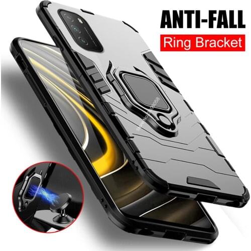 Car Magnetic Holder Phone Case Covers for Xiaomi Pocophone M3 M 3 3M Little PocoM3 6.53'' Armor Shockproof Protective Ring Coque