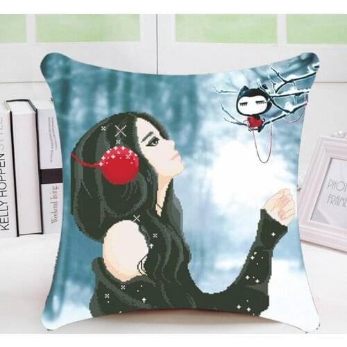 Diy printed cross stitch pillow kit embroidery needlework sets counted cross-stitch kits patterns paintings accessories fabric