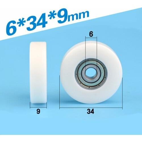 [F0634-9]Free shipping 10PCS high quality 626ZZ ball bearing Plastic POM white bearing roller sliding window pulley 0634TT 6*34