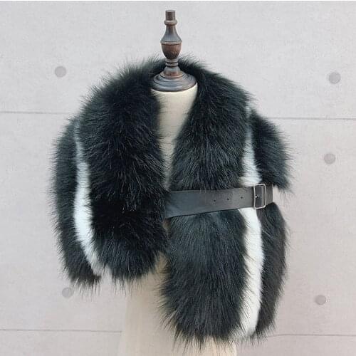 Classical fake fur scarf big size party decorative fur wraps fox fur scarves warm fake fur shawl fashion raccoon fur pashmina