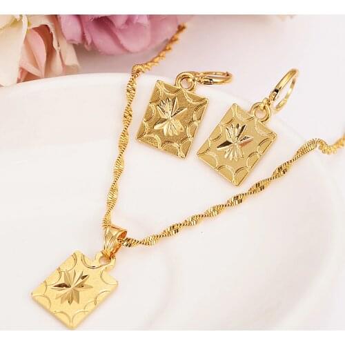 Bangrui african dubaii india arab Fashion Necklace Earring Set Women Party Gift Gold Color squareNecklace Earrings Jewelry Sets
