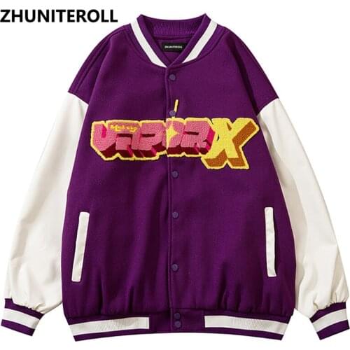 Heart Letter Towel Embroidery Jacket Men Harajuku Patchwork Bomber Baseball Coats Fashion Streetwear High Street Couple Clothing