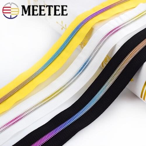 Meetee 4/8meters 5# Nylon Zipper Coded Open-End Zips for DIY Textile Coat Luggage Repair Kit Zippers Garment Sewing Accessories