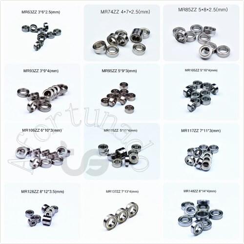 Multiple Miniature 10piece free shipping Bearings MR72 MR74 MR85 MR95-105-106-115-117-126-128-137-148 Metal Seal bearing