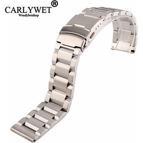 Rolamy 18 20 22 24mm New Man Silver Brushed Solid Stainless Steel Bracelet Watch Band Strap Belt For Seiko Tudor Tag Heuer