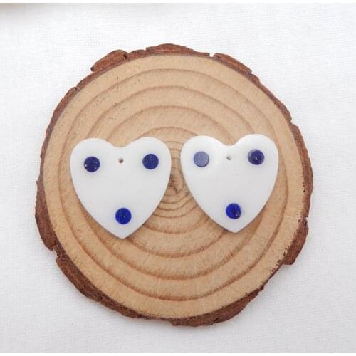 Natural Charms Jewelry White Jade, Lapis Lazuli Glued Gemstone Earrings Bead Sets Beads For Jewelry 23x23x3mm6.3g