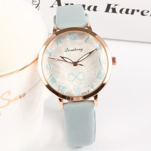 2019 New Luxury Golden Women Watches Ladies Four-leaf clover Fashion Leather Female Quartz Wristwatches relogio feminino