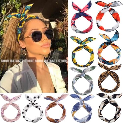 New Women Leopard Print Headbands Vintage Rabbit Ears Hairbands Bandanas for Ladies Girls Headwrap Hair Bands Hair Accessories