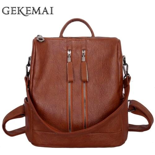 Multi Zipper Design Ladies Anti-theft Backpack Luxury Designer High Quality PU Leather Womens Travel Backpack Bolsos De Mujer