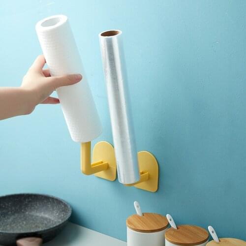 Kitchen Self-adhesive Accessories Under Cabinet Paper Roll Rack Towel Holder Tissue Hanger Storage Rack For Bathroom Toilet