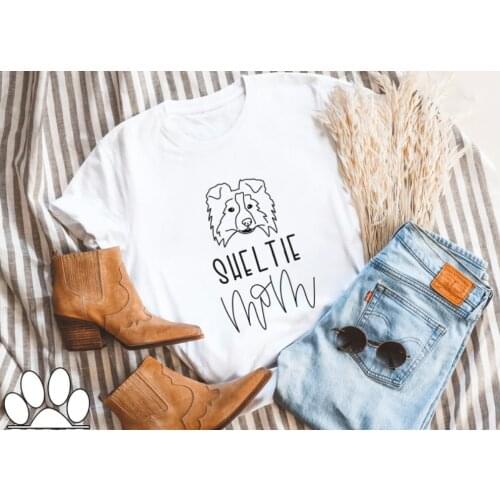 Sheltie Mom Custom Dog Mama Shirt Print Street Letters Women 100% Cotton T-shirts O-neck Shirt Plus Size Short Sleeve Top Tees