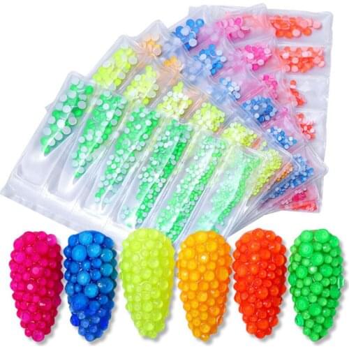 Luminous Crystal Mixed Size Nail Art Rhinestone Decorations Strass Fluorescence Nail Art Gems DIY Accessories