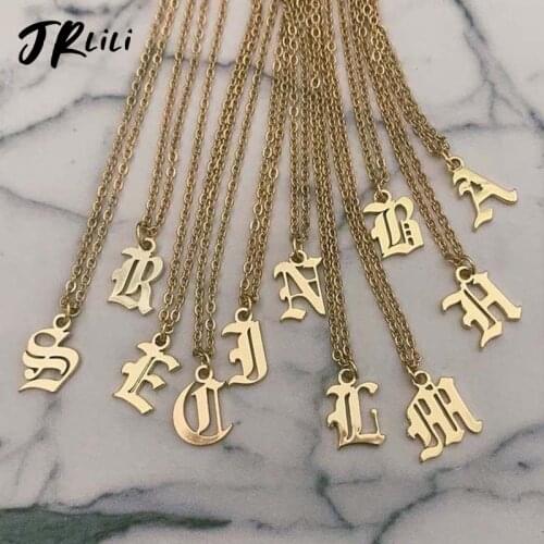 Initial Necklace For Women Letter Necklace Women Gold Stainless Steel Old English Initial Letter Necklace Chain Birthday Gift