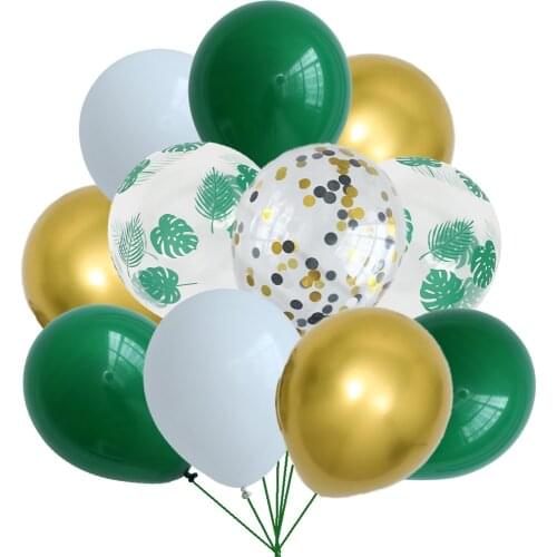 11 pieces of jungle theme balloon metal latex confetti balloon green pink yellow balloon kit birthday christmas party decoration