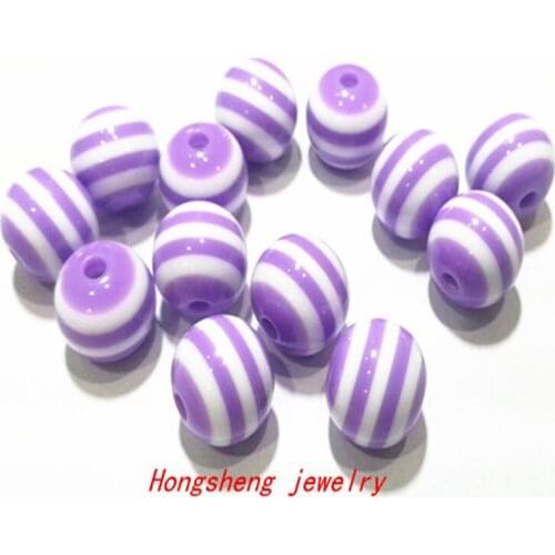 Choose size) 12mm/16mm purple color chunky Resin Stripe Beads For Chunky Necklace Fashion jewelry, Free shipping