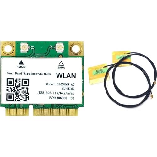 WiFi Card 1200M 2.4/5G Mini PCIE Support MU-MiMO Bluetooth 4.2 with Antenna for Win7 Win 8 Win 10 Linux