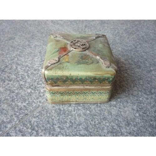 Collectable Old Qing Dynasty Silver& Porcelain Jewelry box,with mark,Free shipping