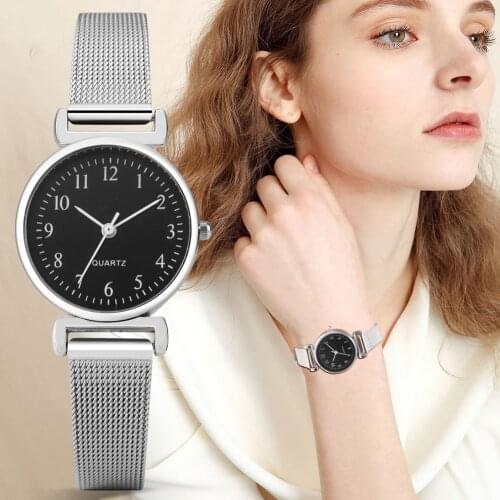 Women Grace Watch Fashion Silver Quartz Watch Arabic Numerals Quartz Dial Mesh Bracelet Band Anniversary Gift For Girlfriend