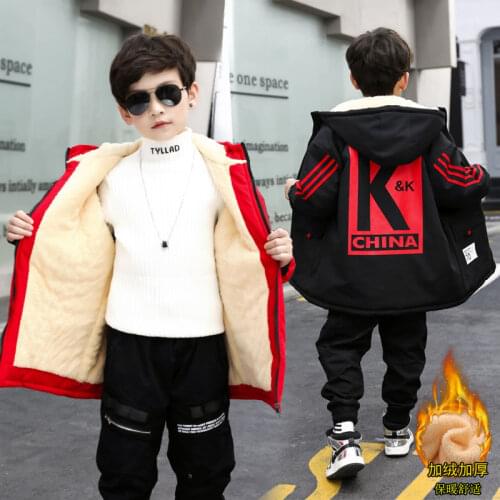 Boy Coat Winter 2020 New Plus Velvet Thicken Hooded Waterproof Warm Cotton Jackets Children Boy Padded Jackets High Quality