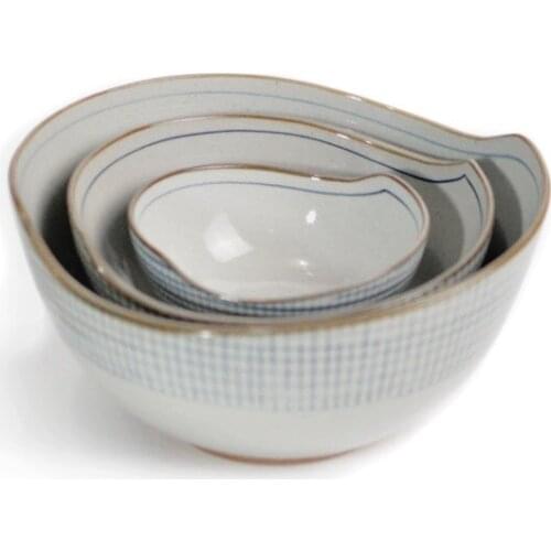 1PC Ceramic Bowl Rustic Retro Soup Korean Japanese Style Hand-painted Rice Salad