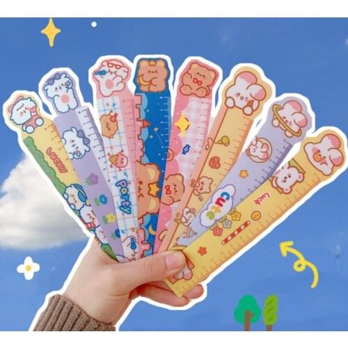1pc Cute Cartoon Animal 15cm Ruler Creative Rabbit Mouse Cow Bear Pattern Ruler Student School Stationery