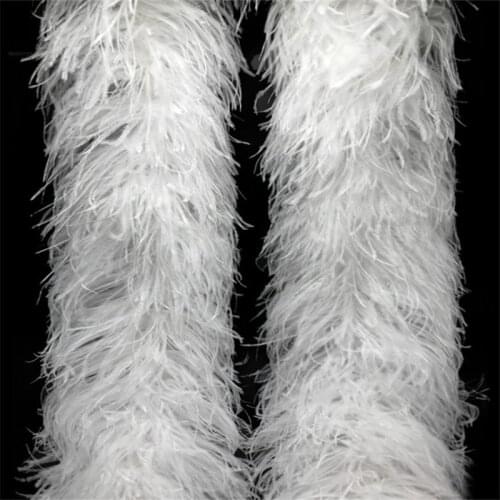 2 Meters White Black (1Ply 3Ply 5Ply 10Ply 20Ply) Ostrich Feathers Boa Wedding Dress Costume Cosplay Fashion Feathers For Crafts