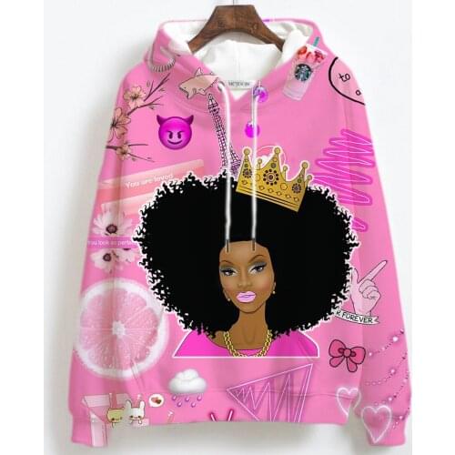 2020 Pink Hoodie 3D Print Hooded Women Funny Black Girl Sweatshirts Lady Jackets Tracksuits Streetwear Out Coat Drop Ship