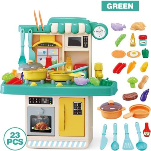 23/26Pcs Kid Simulation Kitchen Toys Spray Water Dinnerware Pretend Play kids kitchen toy set For Childrens Gift girls Toys