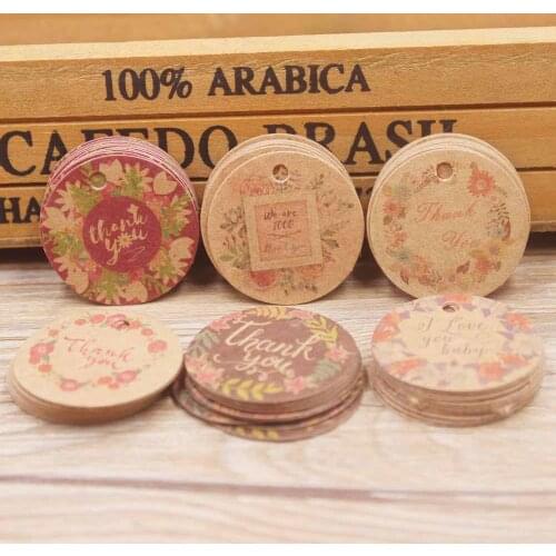 50PC/lot white /kraft printed Thank you Gift Tags For Wedding Birthday Cake Party Price Garment Label Hang tag