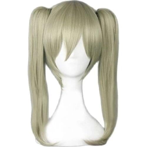 Anime Soul Eater Maka Albarn Cosplay Wigs Linen Double ponytail Heat Resistant Synthetic Hair Halloween Party Wig + Wig Cap