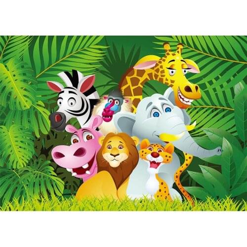 Jungle Animals Vinyl Cloth Photo Backgrounds for Photo Studio Children Baby Birthday Party Backdrops Photo Shootings Photophone