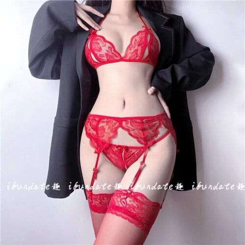 Exotic Lingerie 4-piece Set Sexy Lingerie Erotic Sex Babydoll Plus Size Hot Erotic Women Clothes Bowknot Pajamas + Stockings