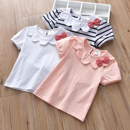 Baby Girl T-shirt Cotton Kids Tops Clothes Summer Children T shirt Short Sleeve infant toddlers 73~130 Girls Blouse