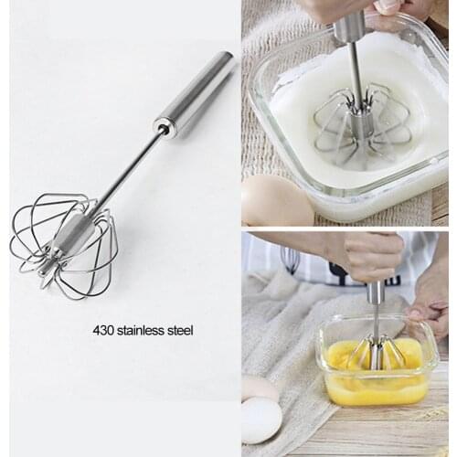 Hot Sale Semi-automatic Mixer Egg Beater Manual Self Turning Stainless Steel Whisk Hand Blender Egg Cream Stirring Kitchen Tools