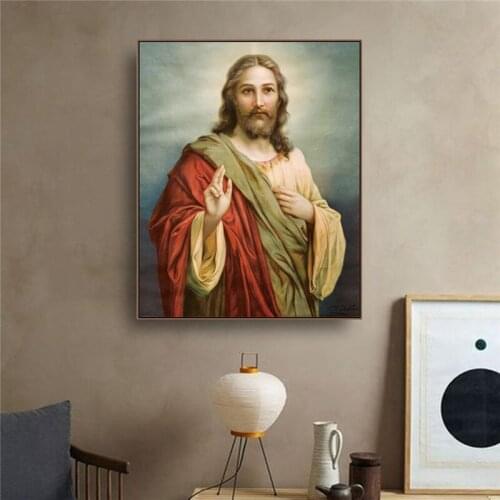 Christian Canvas Painting Virgin Mary Art Home Decor Wall Art Picture For Living Room Catholic Church Besdroom Mural No Frame