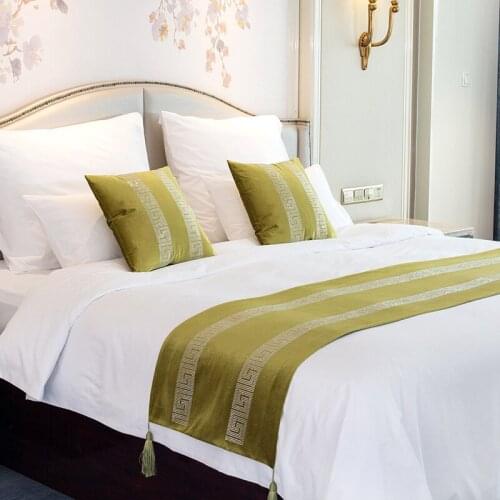 Classic Green Bed Runner Ironing Diamond 2 Layers Bedding Cover With Cutwork Embroidered European luxury double diamond cloth