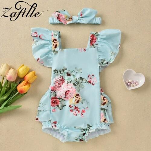ZAFILLE Girl Baby Bodysuit For Newborns Girl Jumpsuit Backless Floral Ruffle Romper Baby Girl Summer Clothes Baby One Piece