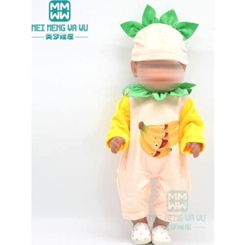 Doll clothes for 43cm toy new born doll accessories Cartoon rabbit pattern Siamese crawling baby clothes