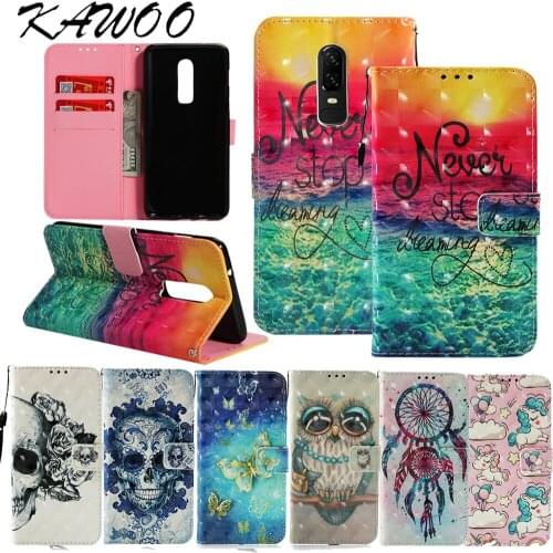 3D Patterned Magnetic Flip Folio PU Leather Wallet Case Cover For Oneplus 6 Flip Kickstand Capa For Oneplus 5T Phone Coque Funda