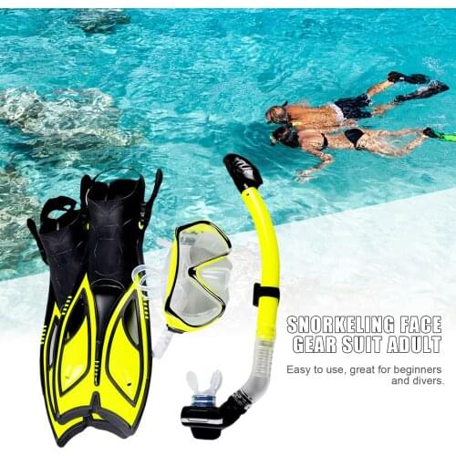 Swimming Mask Scuba Diving Mask Full Face Scuba Anti Fog Goggles Face Gear Suit Adult Diving Goggles Flippers Set