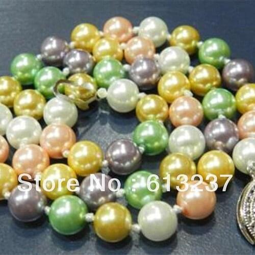 Fashion multicolor 8mm simulated-pearl beautiful shell round beads diy necklace chains rope jewelry making 18inch MY4579