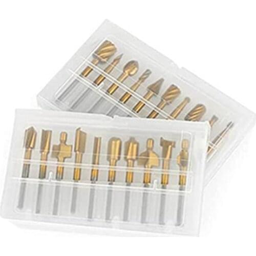 20PCS Router Bit Set with 1/8 Shank,Titanium Coated for Dremel Rotary Tool Accessorie DIY Woodworking Carving Engraving