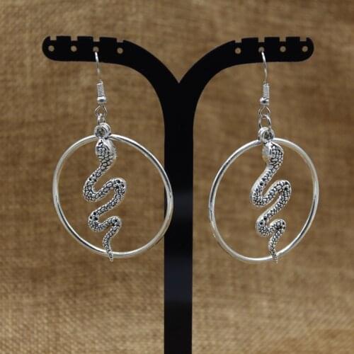 New Exquisite Little Snake Pendant Punk Round Earrings Fashion Snake Animal Earrings, Feminine Charm Hoop Earrings