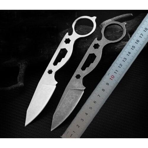 Top Quality Outdoor Multifunction Straight Knives 440C Stone Wash Blade Full Tang Handle Fixed Blade Knife With H0161