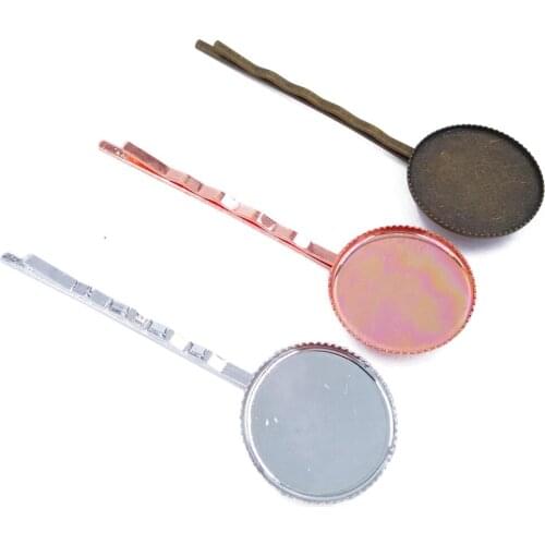 Wholesale 200piece Hair Pins with 18mm Round Bezel Blank Hairpins Base Tray Jewelry Findings Hair accessories HPF30