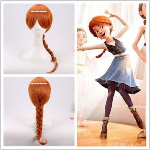 Movie Ballerina Felicie Milliner Orange Long Braid Cosplay wig Role Play Felicie orange plait Synthetic Hair + wig cap