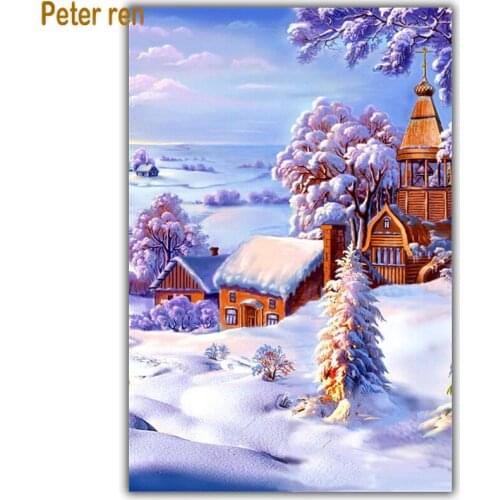 Crafts Diamond painting cross stitch diamond embroidery landscape Square/Round diamond Mosaic Rhinestone Home Decor "Snow hut"