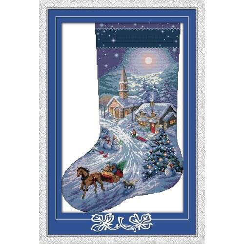 Christmas stocking (2) cross stitch kit DIY hand embroidery set craft handmade needlework