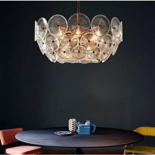 Glass Retro American Gold Crystal Pendant Light Iron For Dining Room Restaurant Bedroom Study Room Living Room LED bulbs